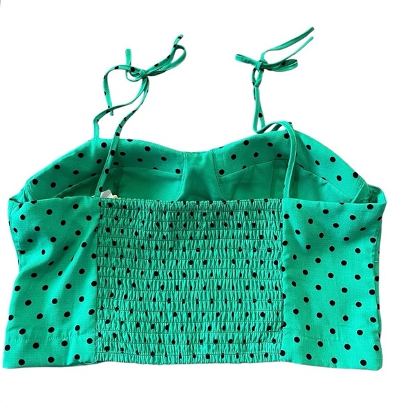 Gianni Bini NWT Junior’s XL Green Crop Cami Top Black Polka Dot Summer Retro - Picture 6 of 7